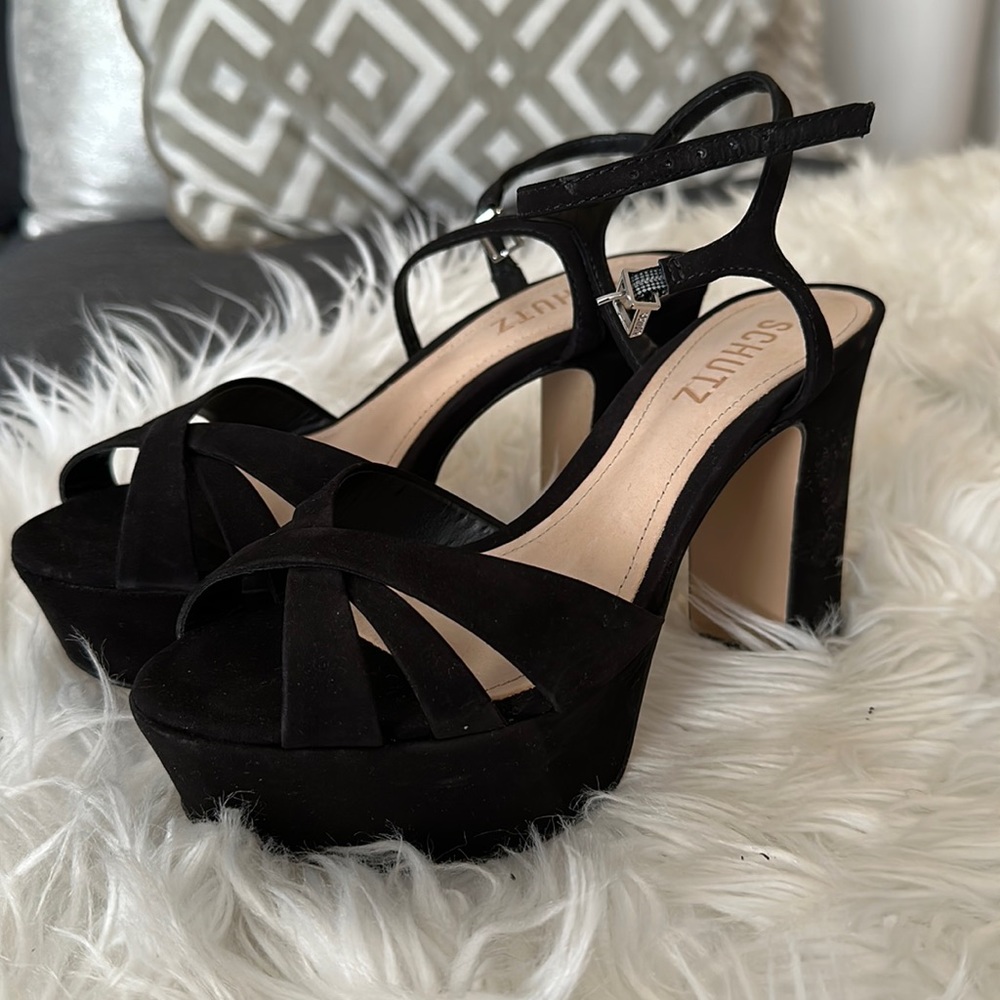 Shutz Black Platform Sandals
